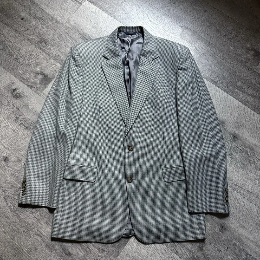 Brooks Brothers 43L Green Gingham Check Fitzgerald Blazer Sport Coat Suit Jacket